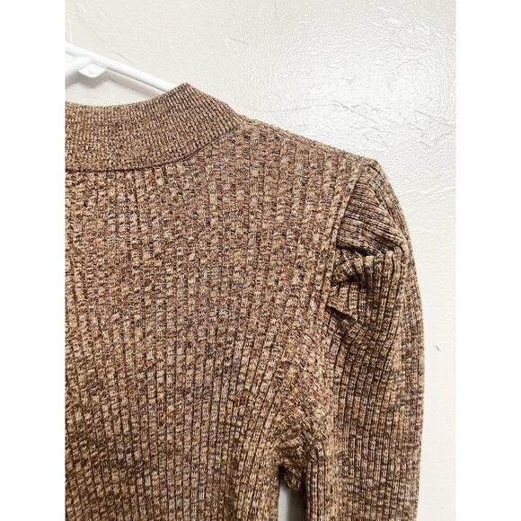Who What Wear Brown Puff Sleeve Mock Neck Ribbed Sweater Top Size Large Fall - Picture 9 of 9